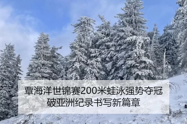 覃海洋世锦赛200米蛙泳强势夺冠 破亚洲纪录书写新篇章